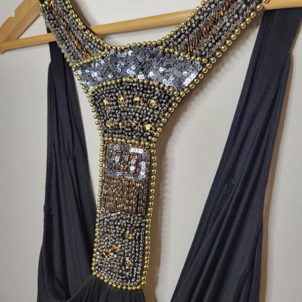 Wetseal Women's Vest Beaded  Asymmetrical Loose Fit Bohimian Gypsy Size S